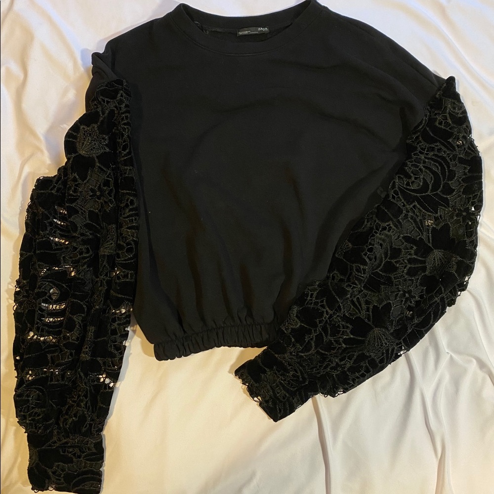 Black Zara Cropped Long Sleeve